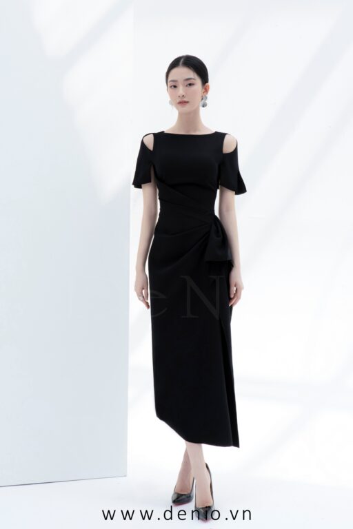 Violeta Pleated Dress with Bow