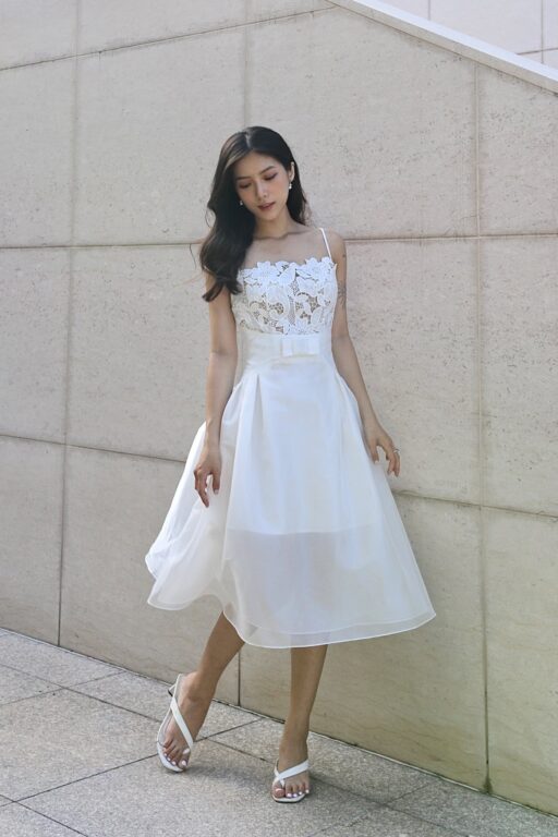 Vanessa Taffeta Dress with Lace