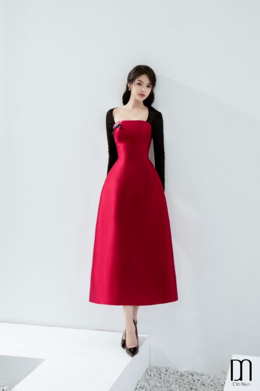 Sandra Dress with Skewed Sleeves