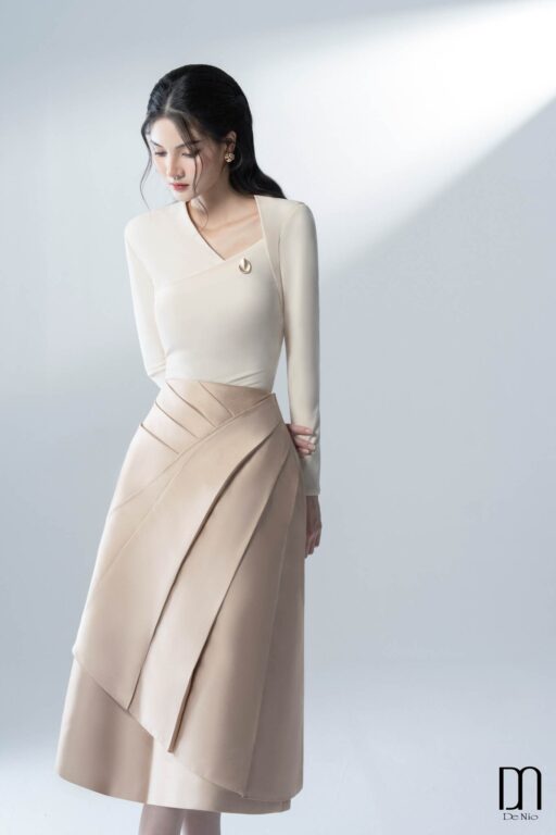 Lime A-Cross Pleated Skirt