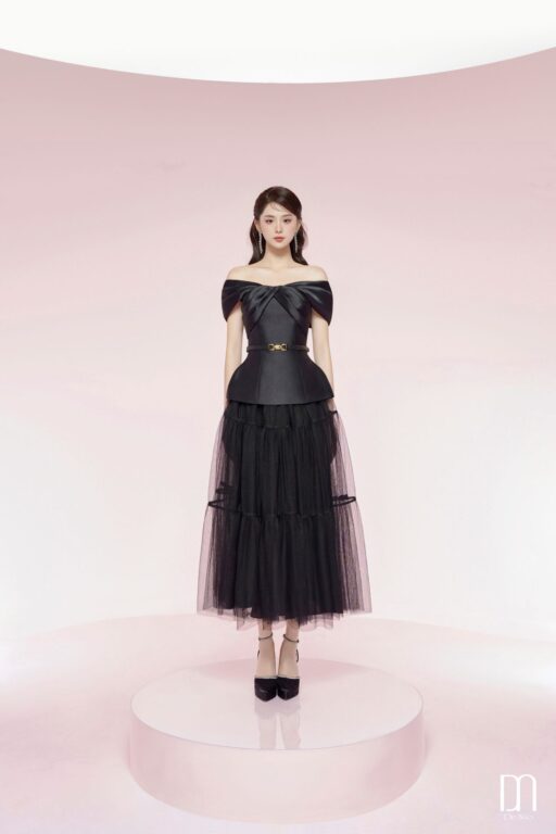 Aries tiered flared skirt