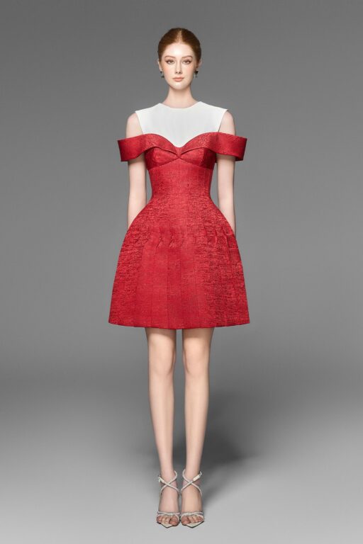 Ellie Jaquard pleated dress