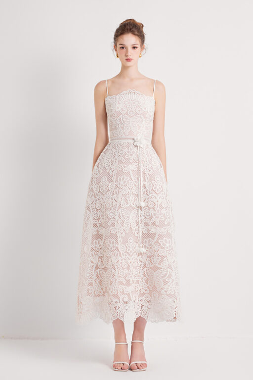 Gladys Butterfly Lace Midi Dress