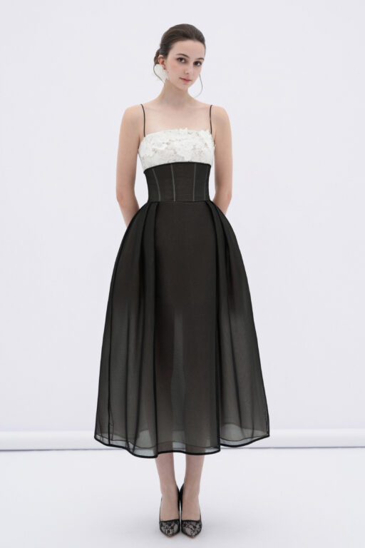 Ivy chiffon jumpsuit with floral shoulder straps DN0766