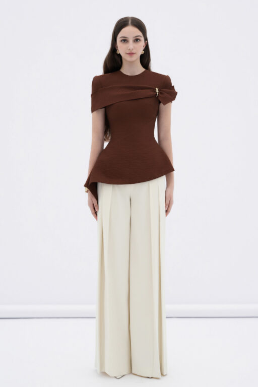 Mireille halter neck maxi dress with flower ruffles DN0756